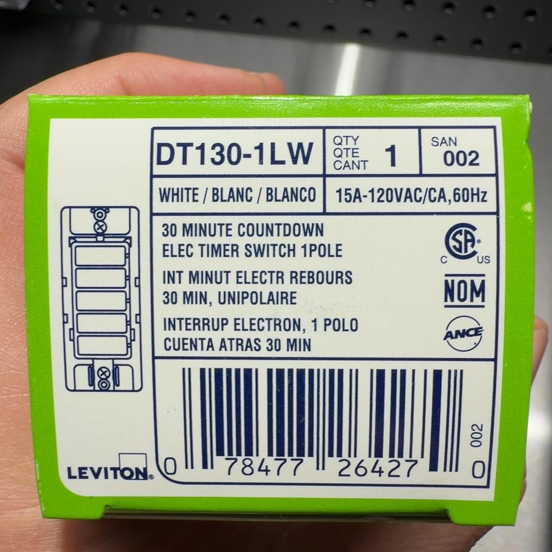 Leviton DT130 Countdown Timer Switch 15A 5-10-15-30 Min White For Fan Light gallery