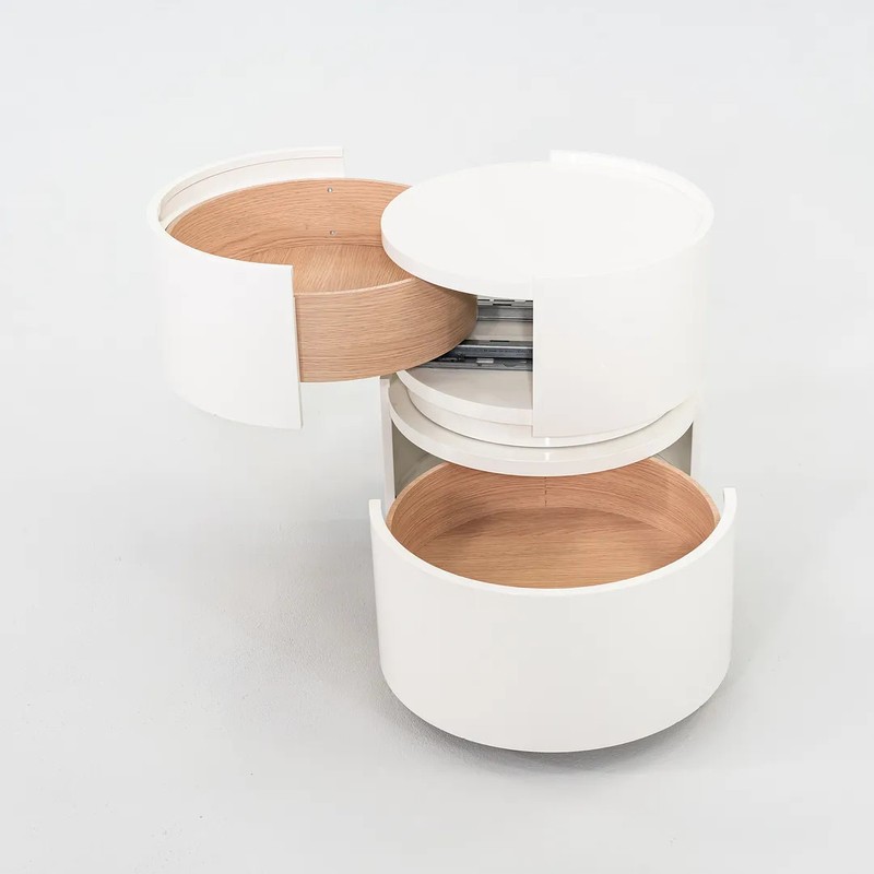 2020s Pair of Pianca Studio Dedalo Stackable Nightstands in Glossy White Finish gallery