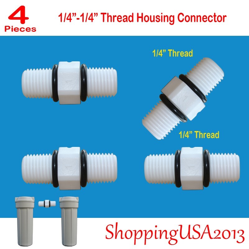 4X 1/4" Thread Male Fitting Straight Connector Standard Housing with Ring gallery
