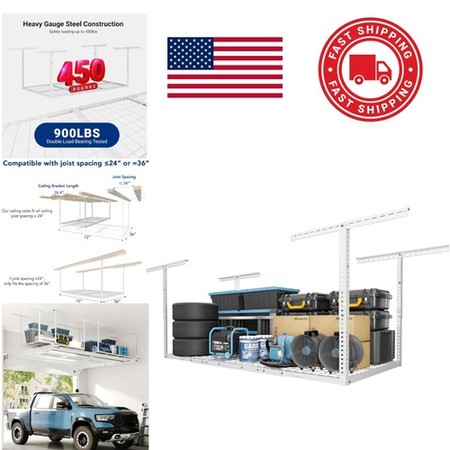 Indoor Garage Ceiling Rack 3x6 Feet 450 Pounds Weight Capacity Easy Installation gallery