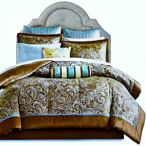 California King 12-piece Reversible Cotton Comforter Set in Brown and Blue gallery