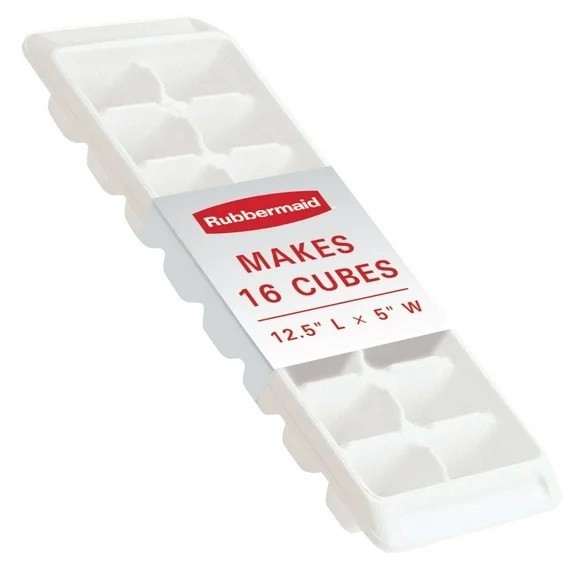 (2 pack) Rubbermaid Quick Release Ice Cube Tray, Plastic, White, Rectangular gallery