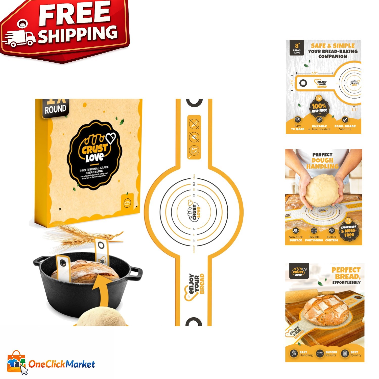 Non-Stick Silicone Sourdough Sling for Dutch Oven - Easy to Clean & Reusable gallery