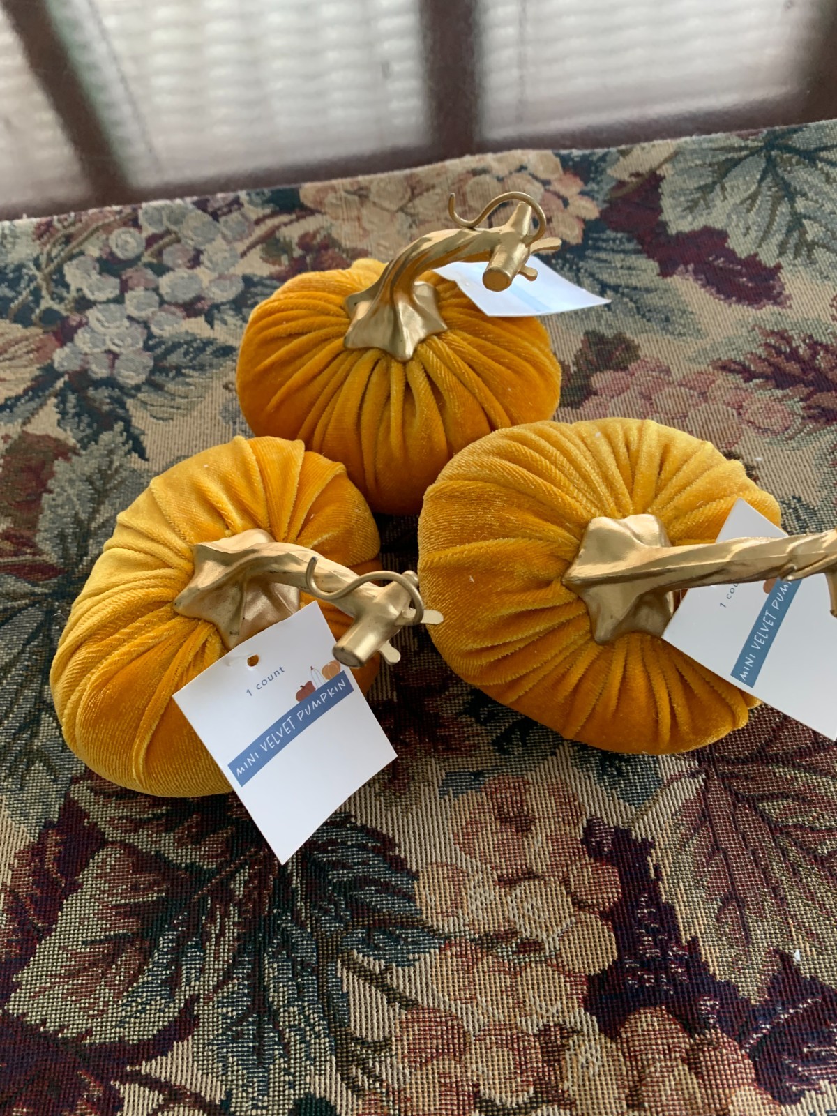 Halloween/Fall Mini Velvet Pumpkins, Orange, Green, Gold, Pink, Blue, 3 Ct., NWT gallery