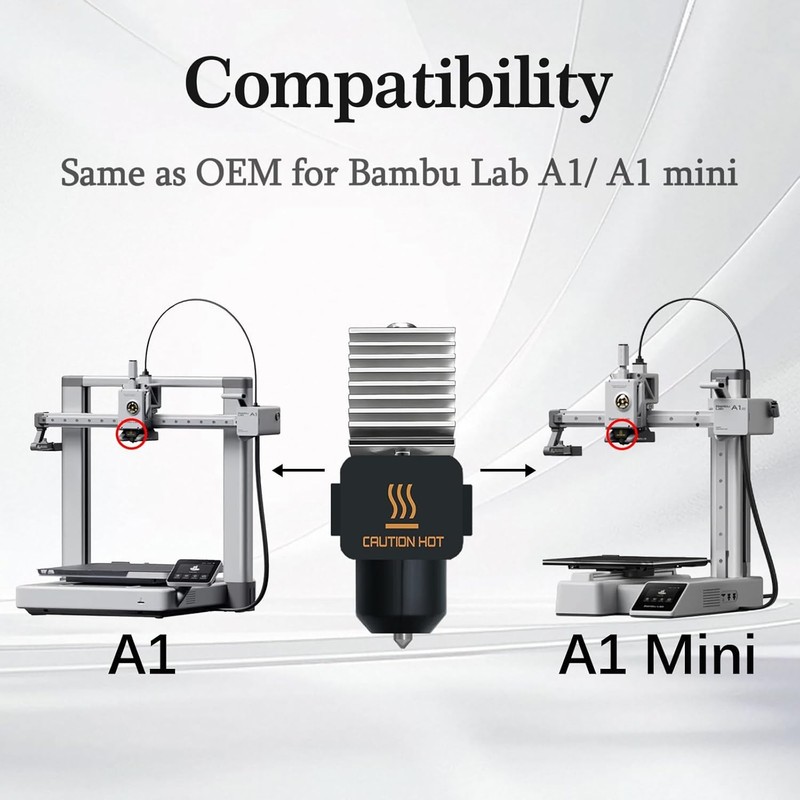 2Pcs 0.4mm Hotend Kit for Bambu Lab A1/A1 Mini, Stainless Steel Integrated Desig gallery