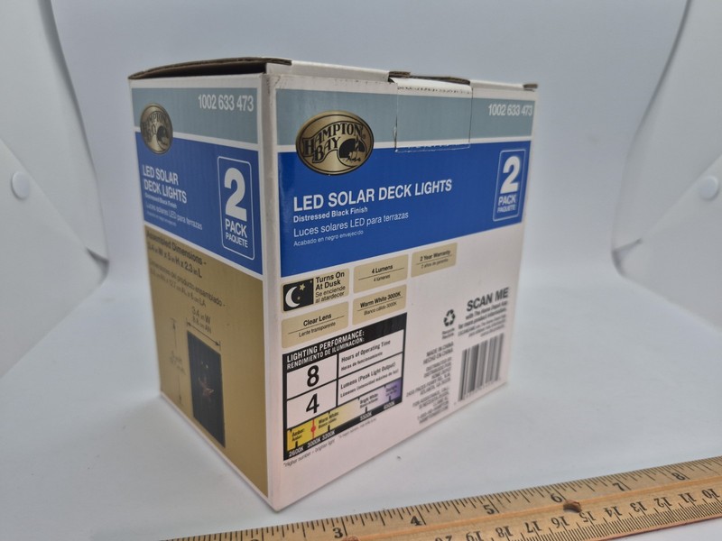 Hampton Bay Solar LED Deck Lights 2-Pack Distressed Black Lone Star New Open Box gallery