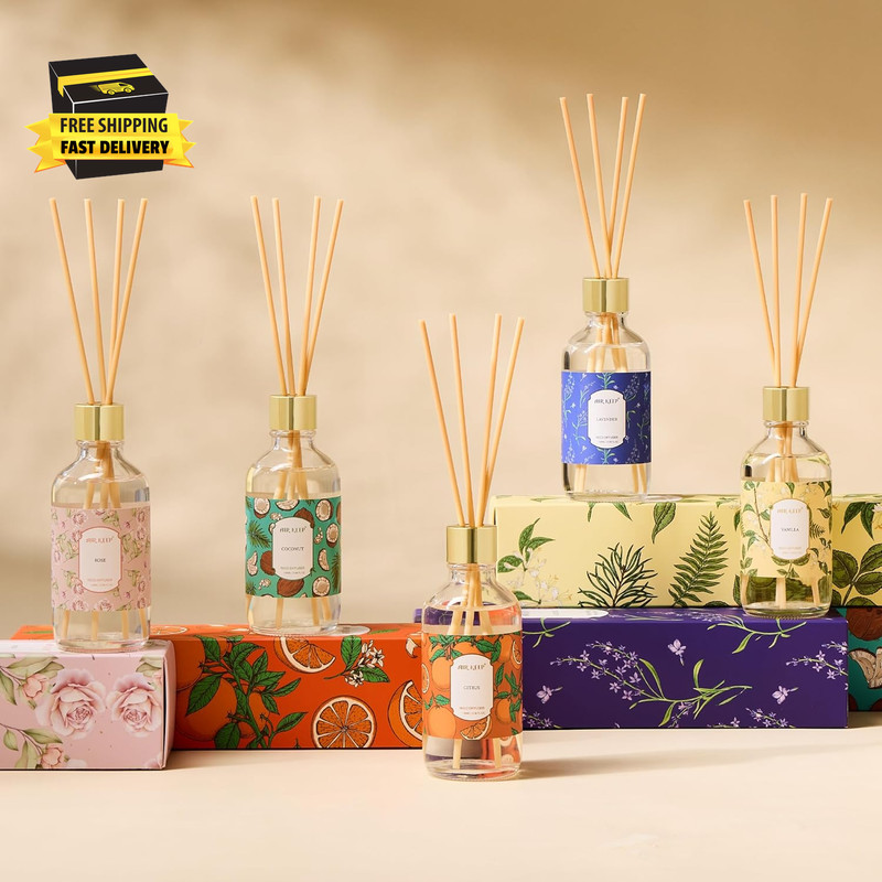 Reed Diffuser Oil Set with Reed Sticks,Vanilla Aromatherapy Oil Scent Diffuser f gallery