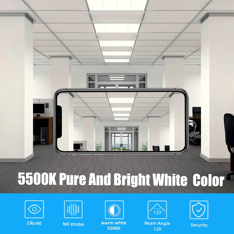 LED Panel Lights 2x2FT,Dimmable 0-10v Flat Panel Ceiling Panel Light 5500k white gallery