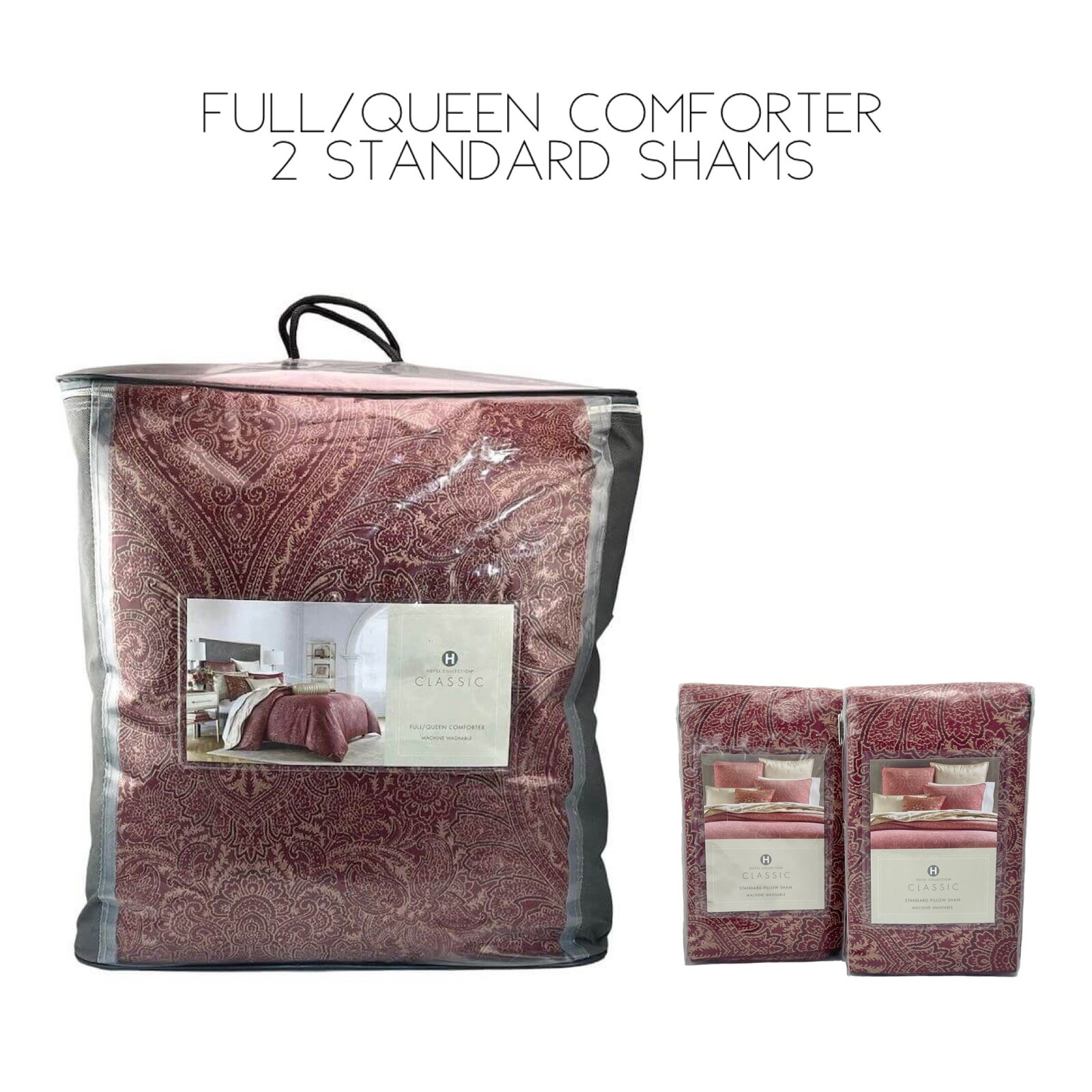 Hotel Collection Classic Regal Paisley Red FULL / QUEEN Comforter + 2 Shams gallery