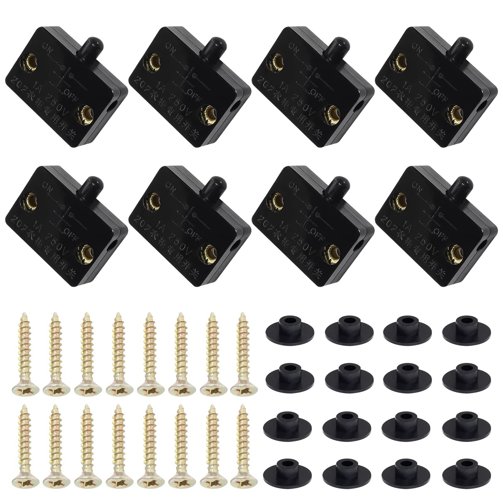 Litoexpe 8 Pcs Cabinet Light Switch, Pantry Door Lamp, Normally Closed Black gallery