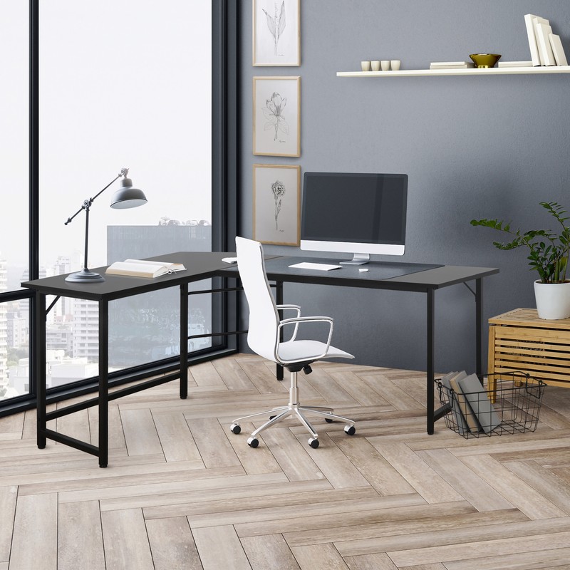 Computer Gaming Laptop Table L-Shaped Desk Corner Workstation Office Desk 66" gallery