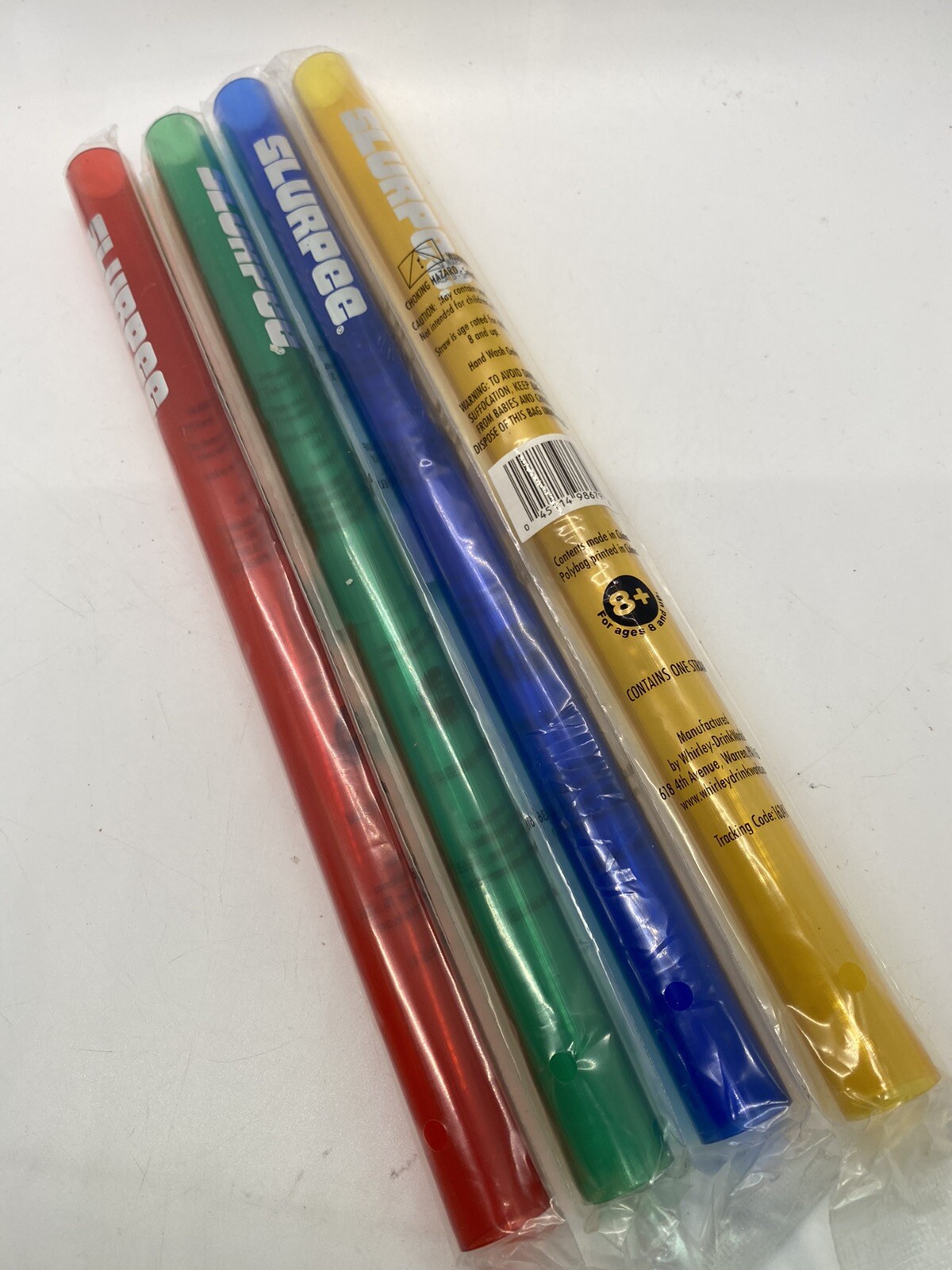 7-Eleven Slurpee GIANT MEGA Straw Set Blue Green Yellow Red PLASTIC BIG NIP HTF gallery