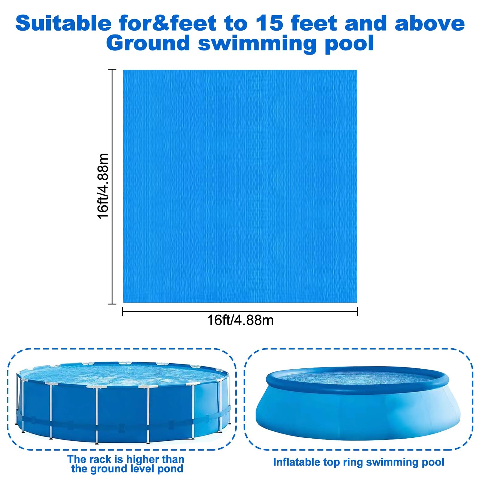 16x16 Ft Waterproof Pool Ground Cloth Liner Pad for Above Ground Pools gallery