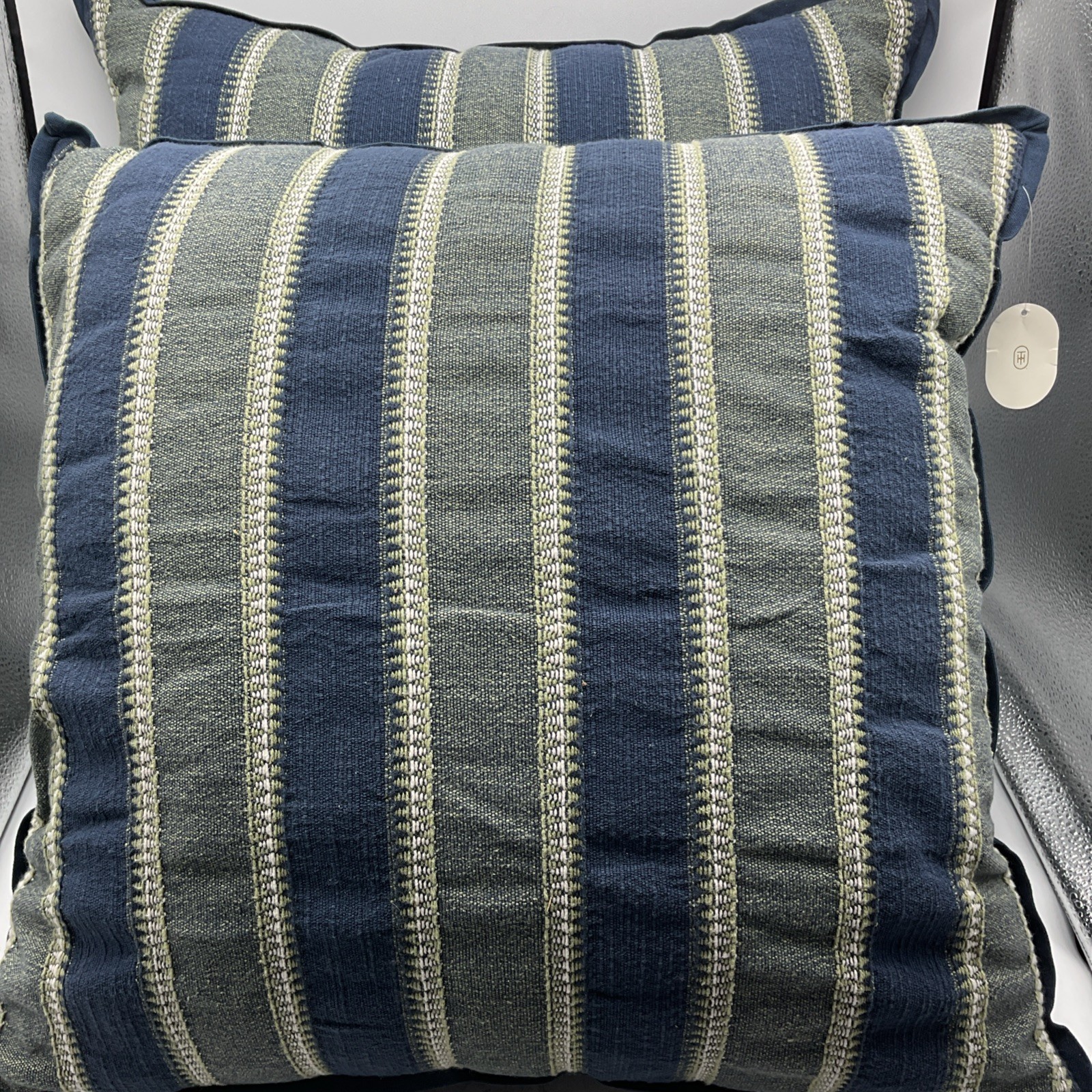 Threshold Set Of 2 Toss Pillows Dark Blue/Green Stripe 20 X 20” Removable Cover gallery