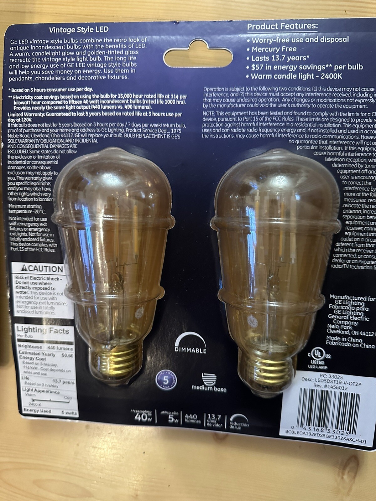 GE Led 40 Watt Vintage Style Dimmable Bulb Warm Candle Light 3-2 Packs gallery