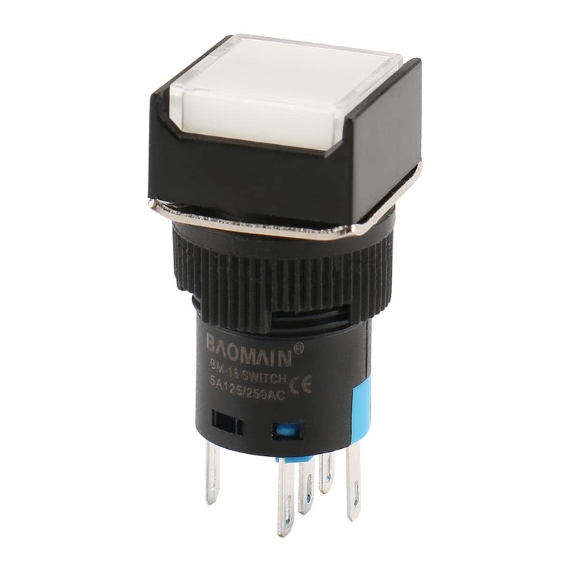 5/8" 16mm Momentary Push Button Switch Square Cap LED Lamp White Light DC 12V... gallery