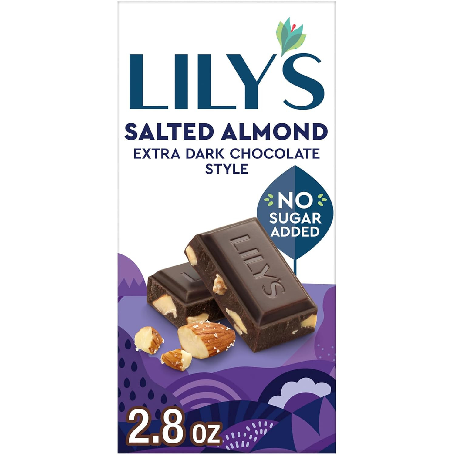 Salted Almond Extra Dark Chocolate Style No Sugar Added, Sweets Bar, 2.8 Oz gallery