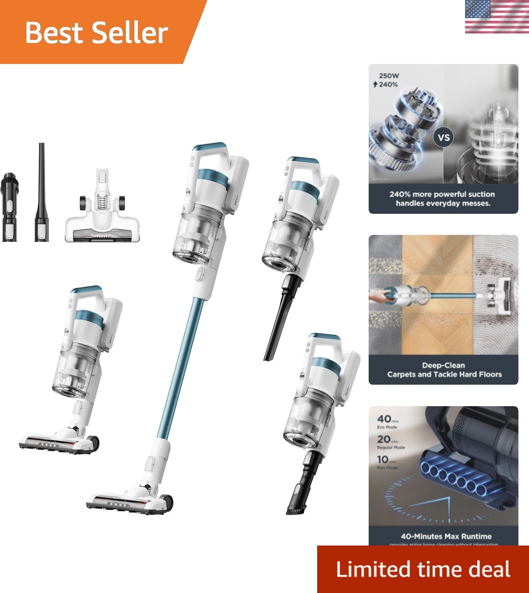RapidClean Pro Cordless Vacuum – Lightweight for Seniors & Pet Owners, 40 Min... gallery