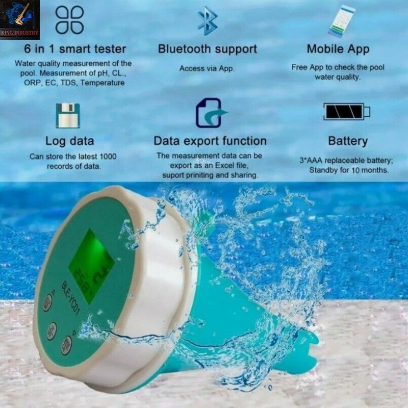 Floating Smart Swimming Pool Water Analyzer PH Chlorine EC TDS ORP TEMP Tester gallery
