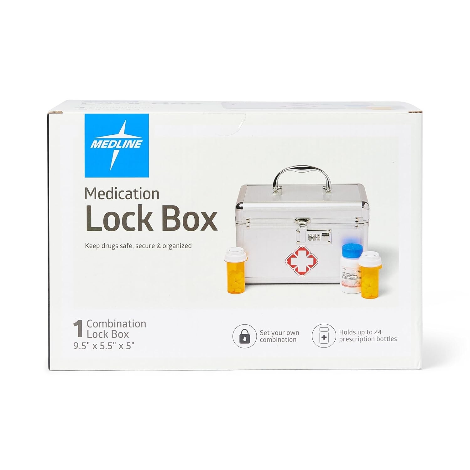 Medline Combination Medication Lock Box Holds Secure/Organized Up to 24 Bottles gallery