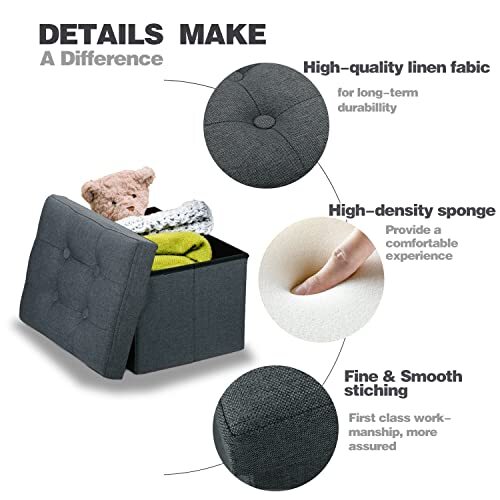 LINMAGCO Small Storage Ottoman Stool Foot Rest Stool Assorted Sizes , Colors gallery