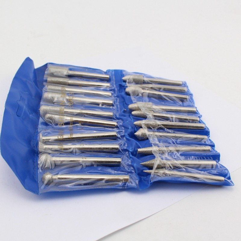 Diamond Grinding Burr Bit Set 20Pcs Accessories Stone Carving with 1/4 in Shank gallery