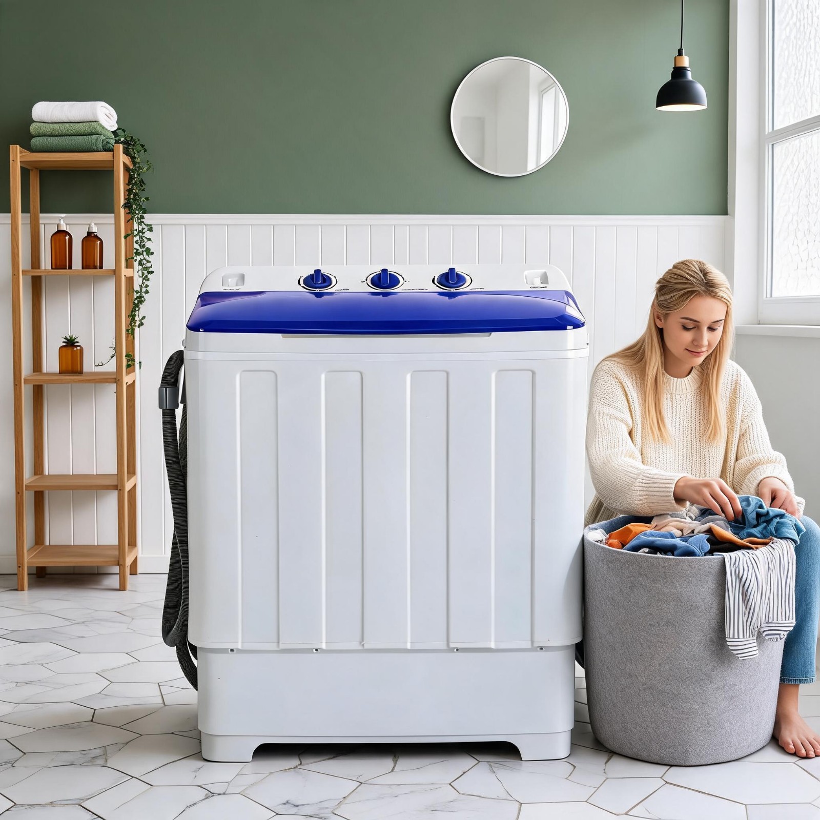 Compact Portable 19Lbs Washer &11Lbs Spinner 2 in 1 Washing Machine w/Drain Pump gallery