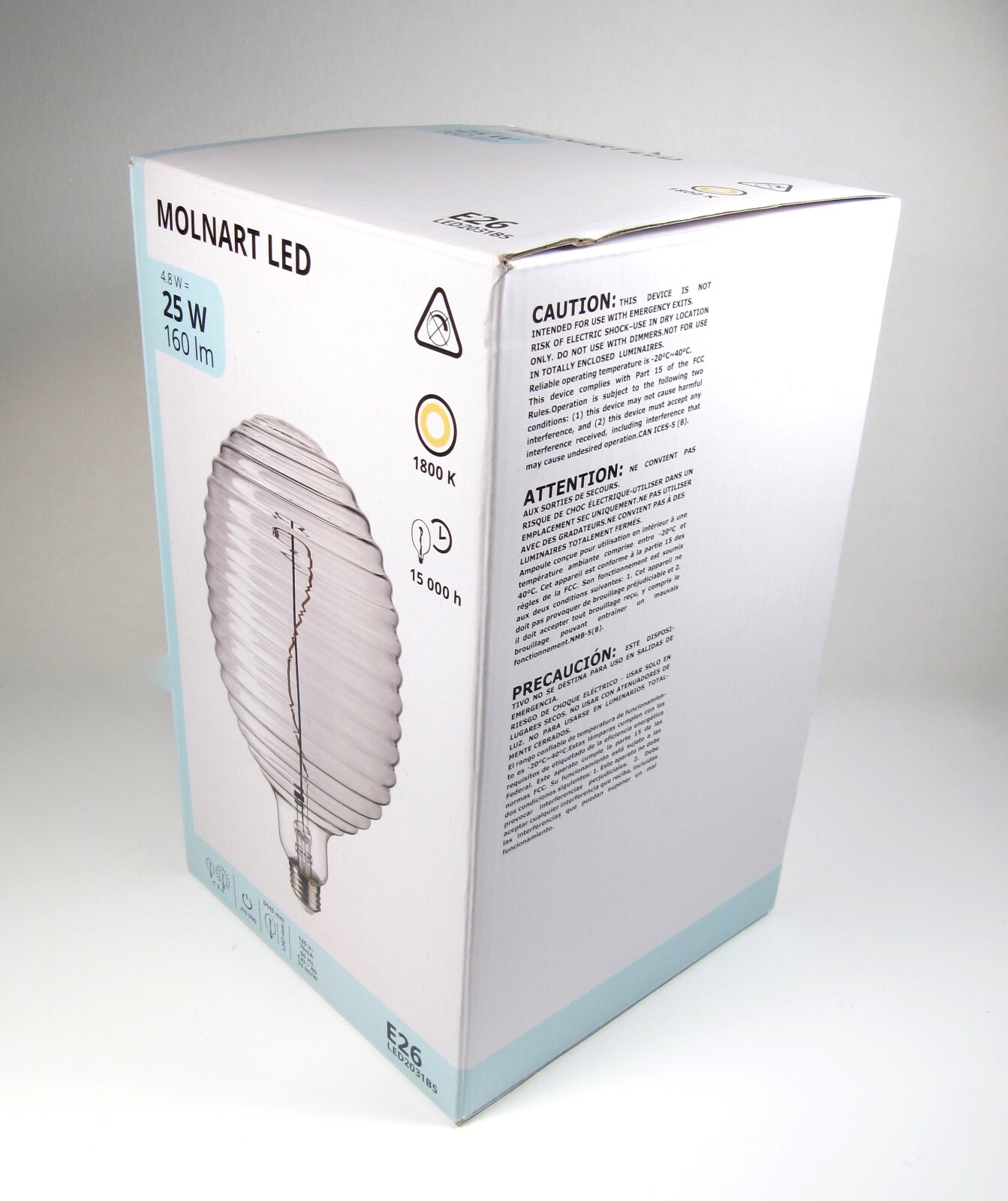 IKEA MOLNART LED Bulb 25W E26 160 lm Large Edison Style Ribbed Glass Gray Tint gallery