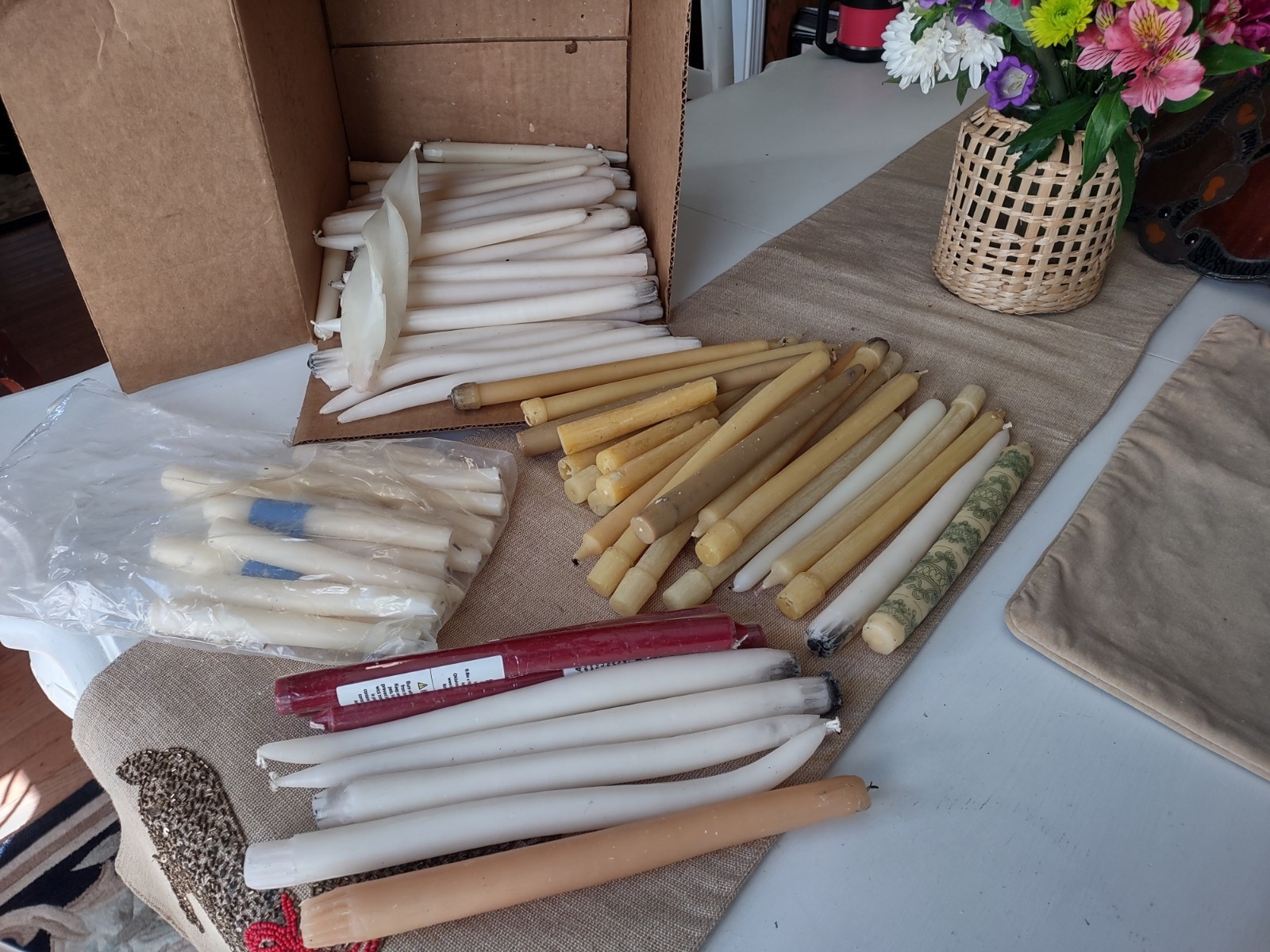 100 Lot Candles 100% Beeswax & Wax For Candle making Broken Bent White Gold gallery