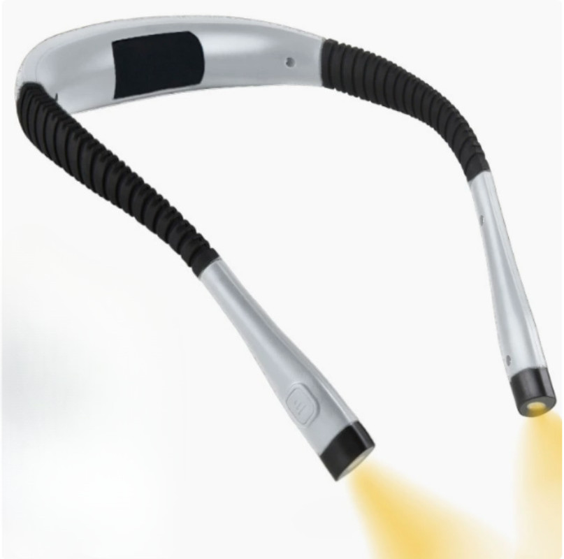 Gray Rechargeable LED Neck Light Book Light Reading in Bed Crafting Camping US gallery