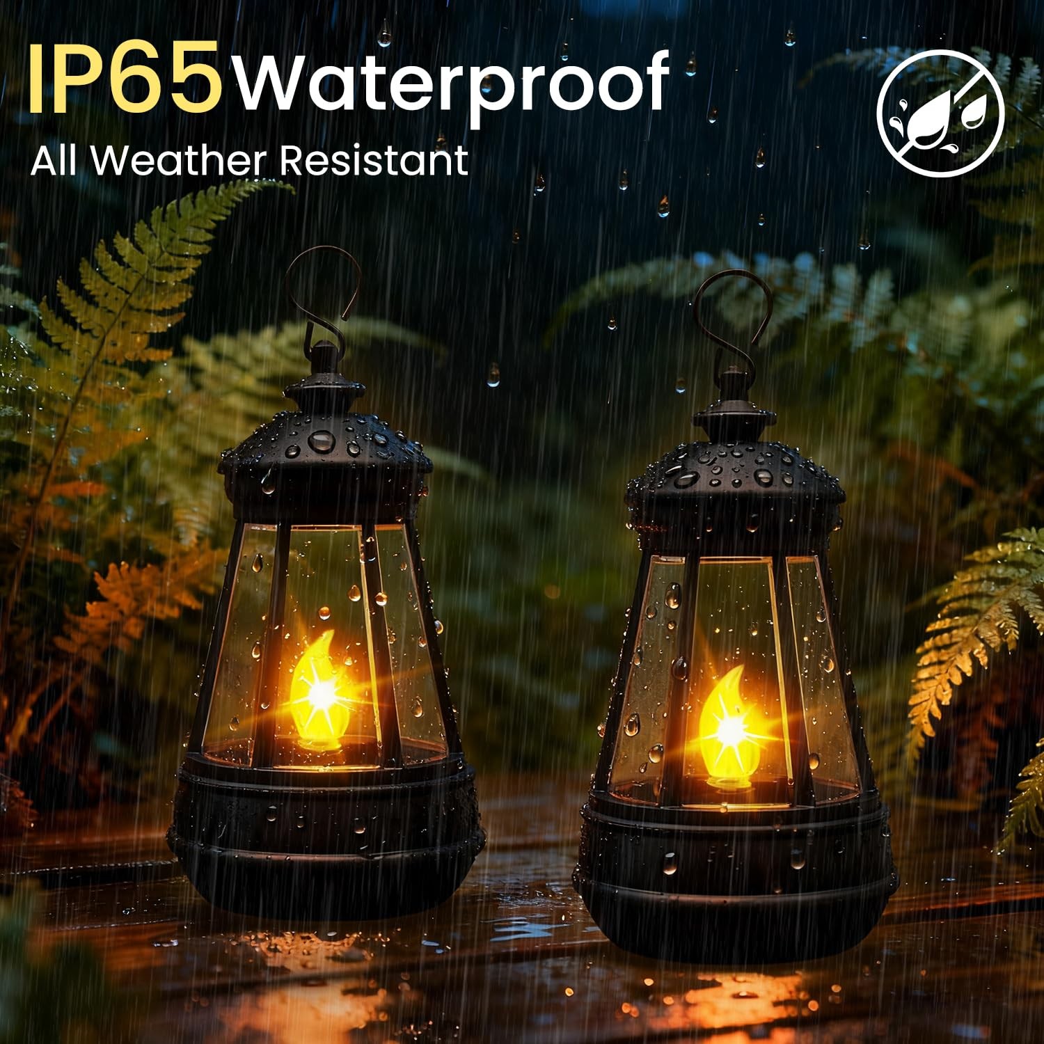 2 Pack Solar Lantern Lights Replacement Waterproof Outdoor Warm White gallery