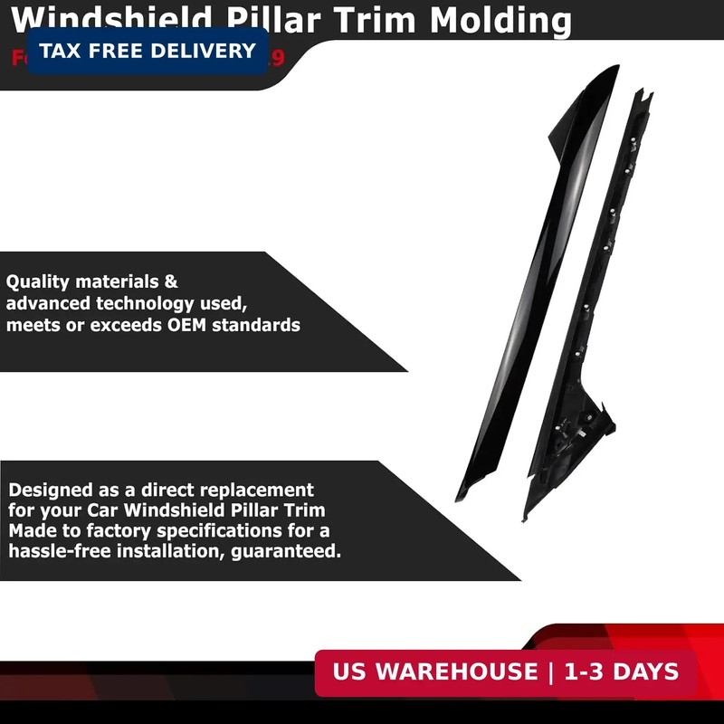 FEXON Front Driver Side Windshield Outer & Inner A Pillar Trim Molding Kit Compa gallery