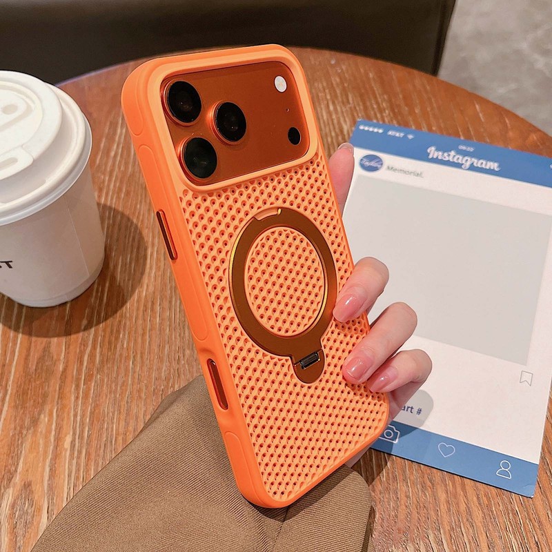 For iPhone 17 Pro Max 16 15 14 Shockproof Stand Mag Safe Heat Dissipation Case gallery