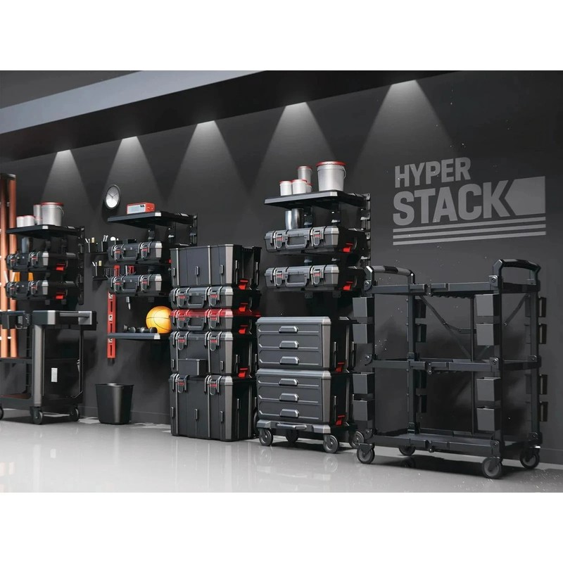 Hyper Tough Hyper Stack Heavy Duty 3 Piece Modular Rolling Toolbox System, Black gallery