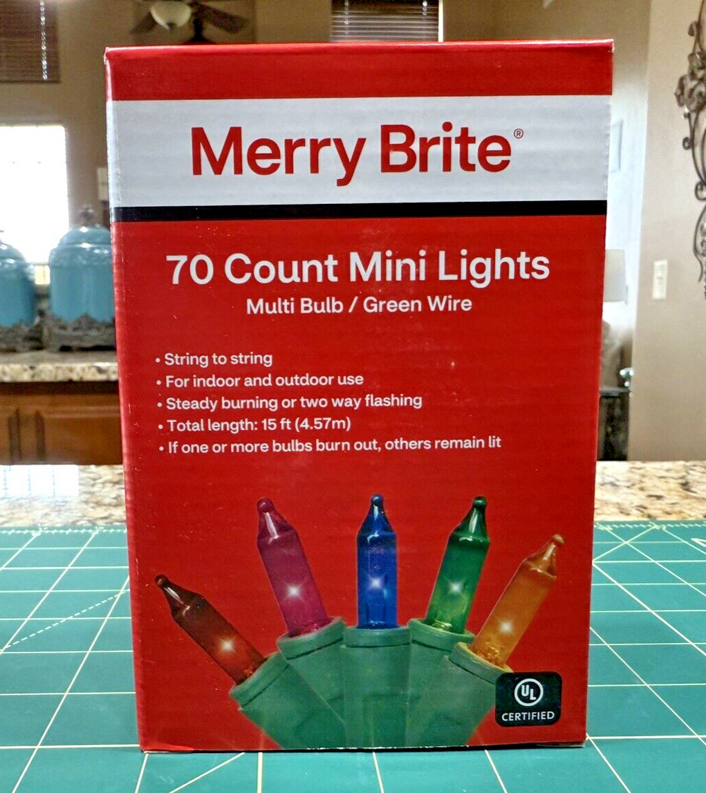 70 Count Mini Lights Multi Color Bulbs Green Wire Indoor Outdoor Festive Party gallery