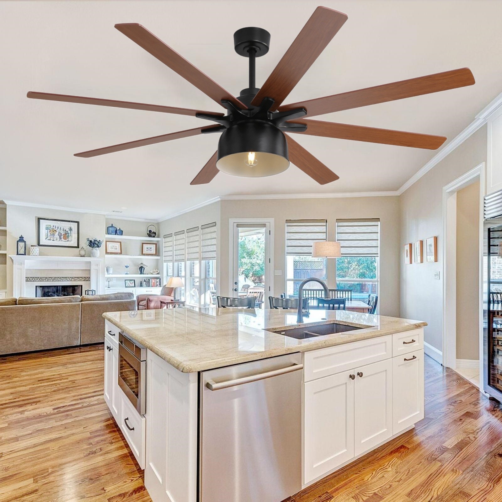 Sofucor Large 66in Ceiling Fan with High CFN 8 Blades/6-Speed/Remote for Bedroom gallery