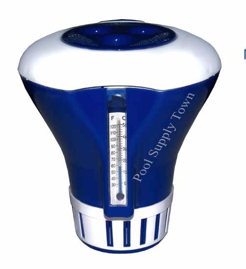 Floating Pool Tablet Dispenser / Floater w/ Built-in Thermometer gallery
