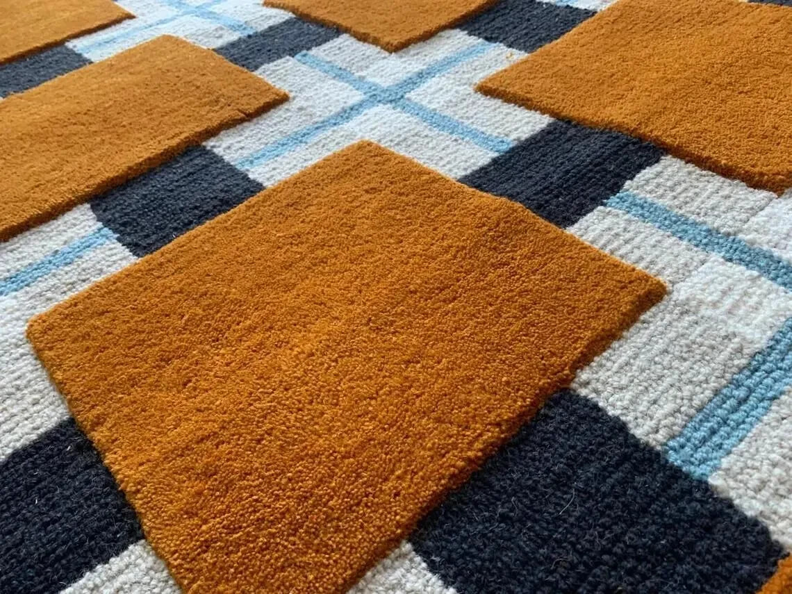 Rug Hand-Tufted High low cut pile Camel Nz Wool Area Rug Living Room office gallery