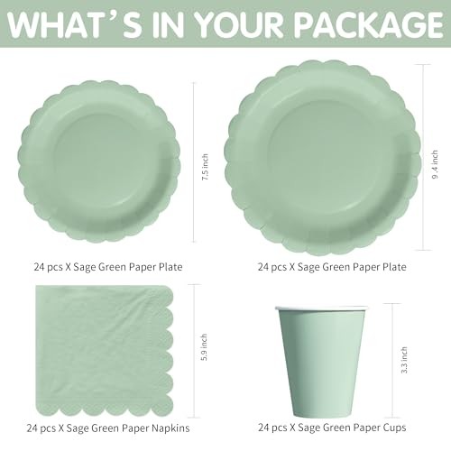 Party Decorations Supplies Tableware, Light Green Paper Plates And Sage Green gallery