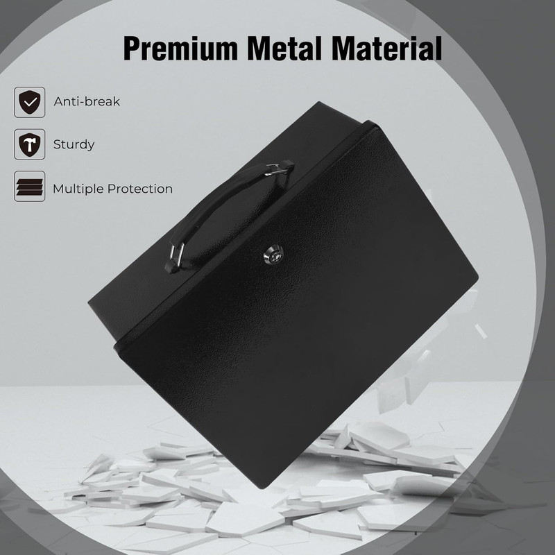 Fireproof Document Box, Fire Resistant Safe Box with Key Lock for Home, Portable gallery