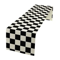 Black White Plaid Table Runner Racing Car 13in(33cm) x 60in(152cm) Plaid-88