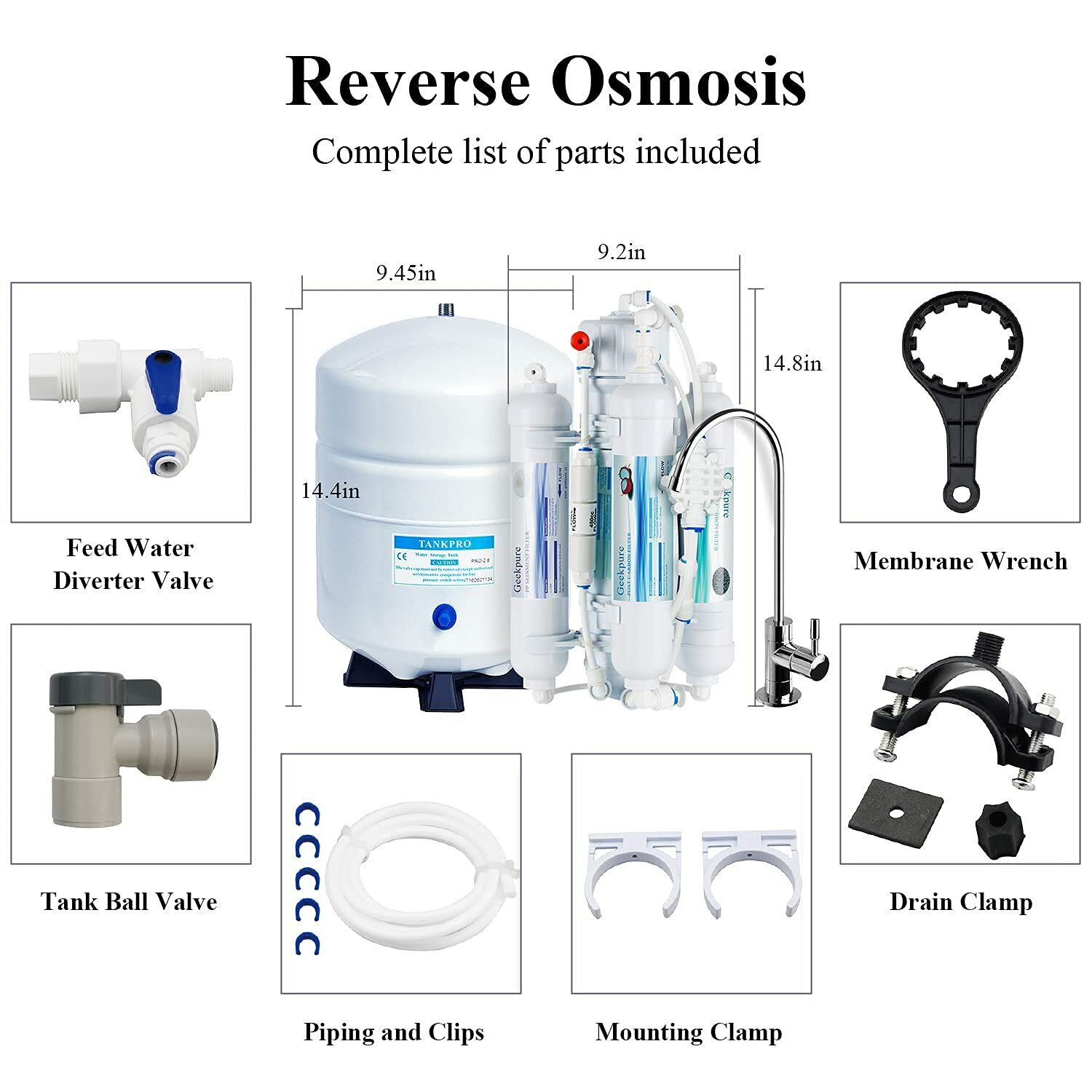 Geekpure 4 Stage Portable Countertop RO Water Filter System 100 GPD with Tank gallery