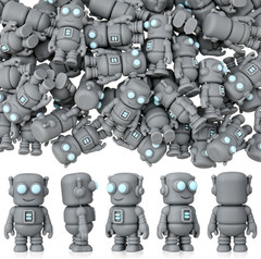 100 Pcs Mini Rubber Robot Figures Bulk Miniature Robot Figurines Robots Theme Pa