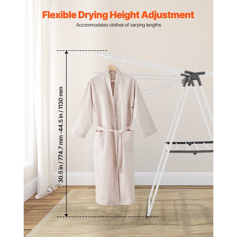 2-Tier Foldable Clothes Drying Rack with Sock Clips & 21 Drying Rods White gallery
