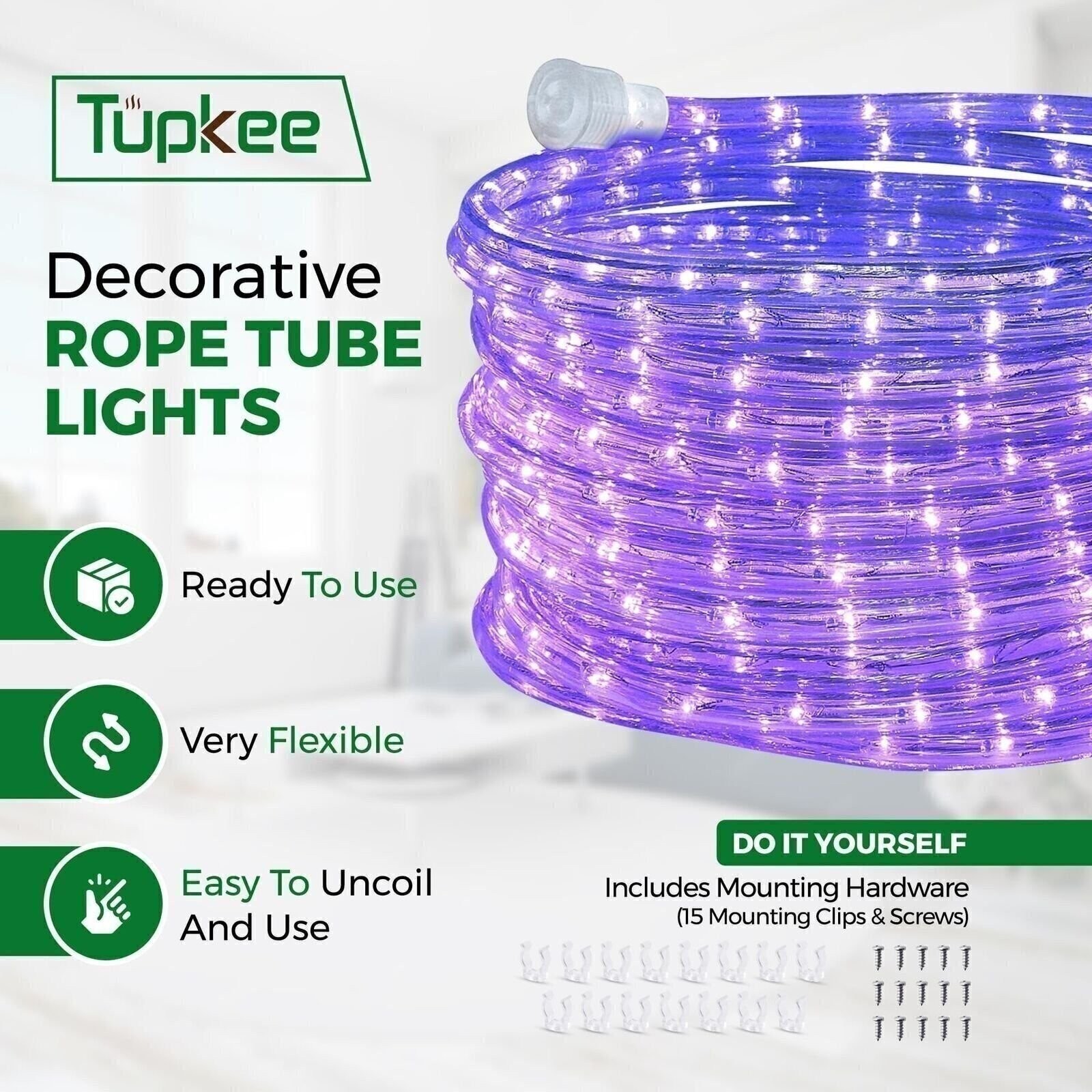 Tupkee LED Black Light Rope Light , 24 Feet, for Indoor Outdoor Blacklight Light gallery