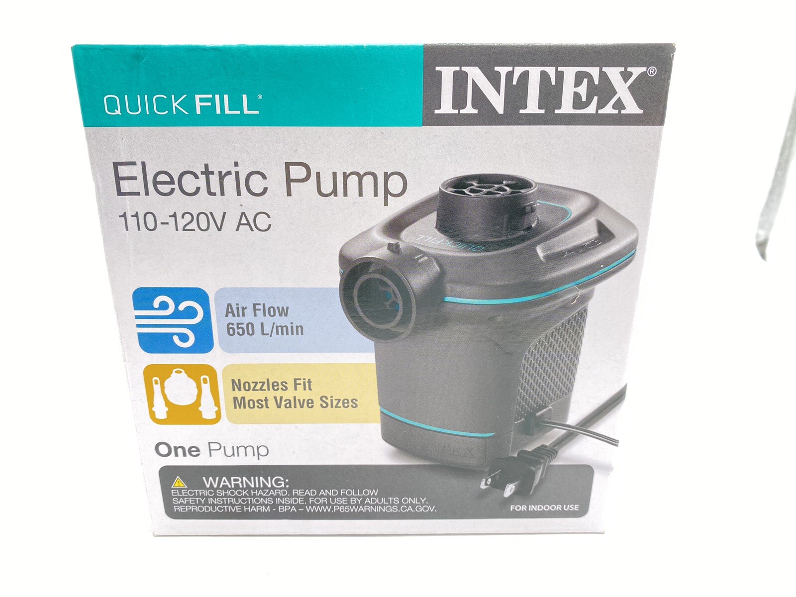 Intex 120V Quick Fill AC Electric Air Pump with 3 Nozzles, Black Brand New gallery