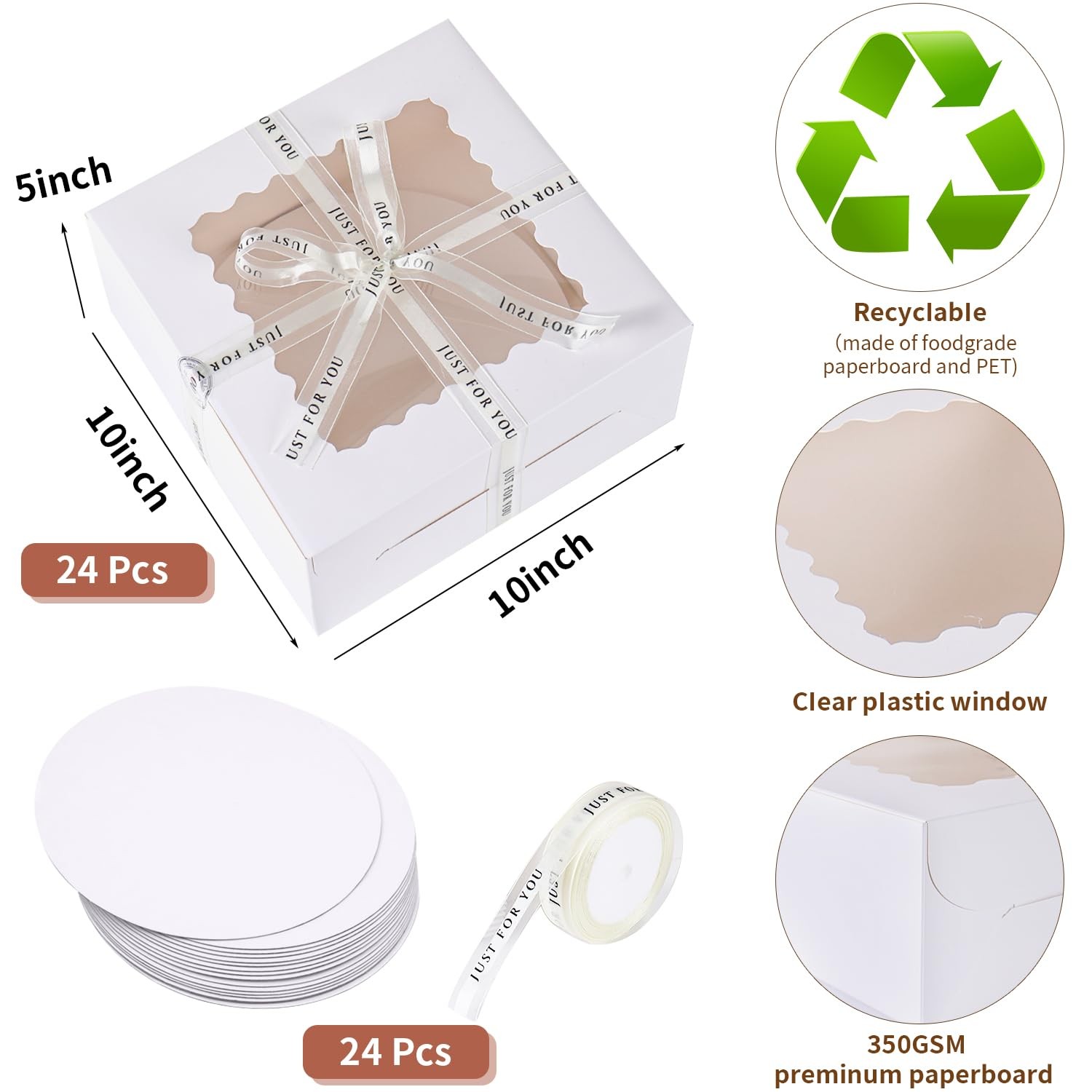 48pcs 10x10x5 Inches Cake Boxes,24pcs White Boxes and 24pcs Boards,Cajas Past... gallery