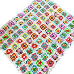Granny Square Afghan Throw Crochet Blanket Granny core White Multicolor 48 X 36”