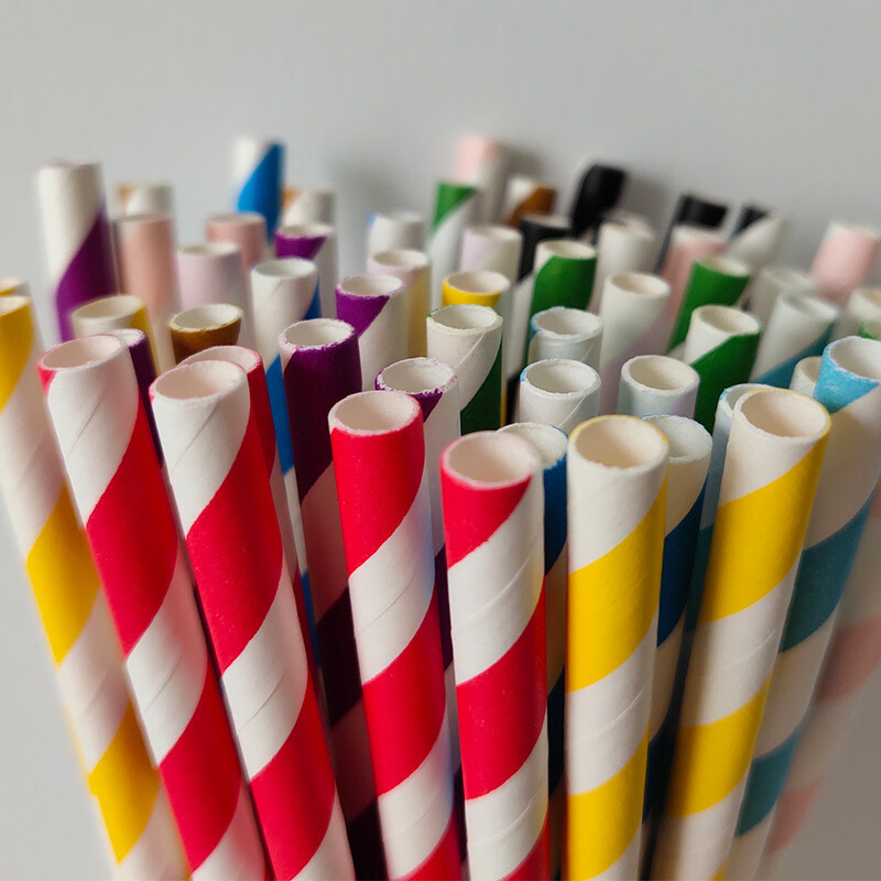 US 100~200 Bulk Packed Paper Straws Pattern Color -Biodegradable FDA Approved gallery