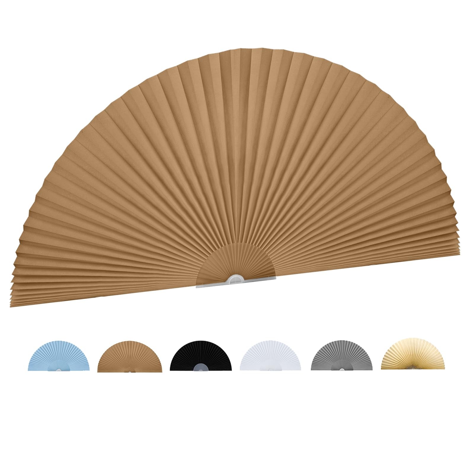 Arch Small Window Shade Curtains Half Circle Moon Pleated 24"W x 12"H, Brown gallery
